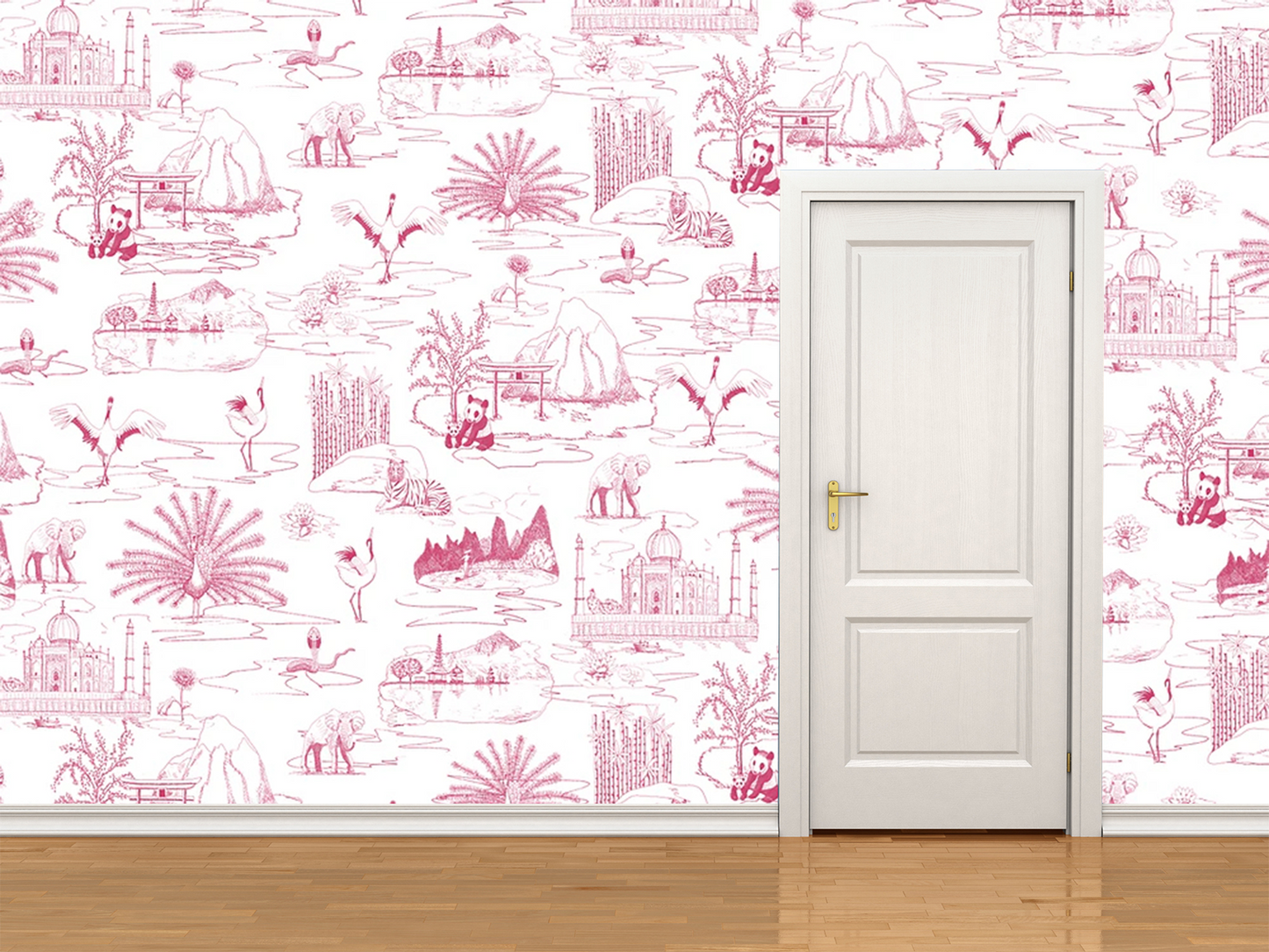 Continental Botanica Asia Cerise on White