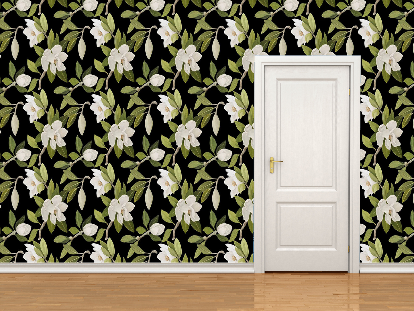Magnolia Wallpaper Black Mini