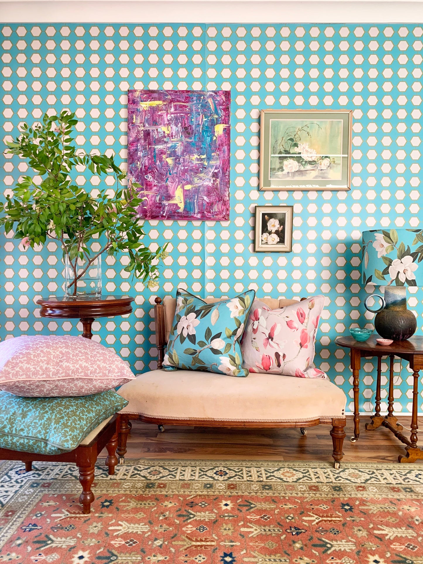 Magnolia Geometric Turquoise and Beige
