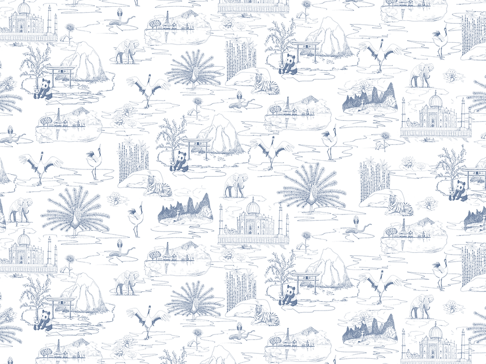 Asia Oriental Blue on White