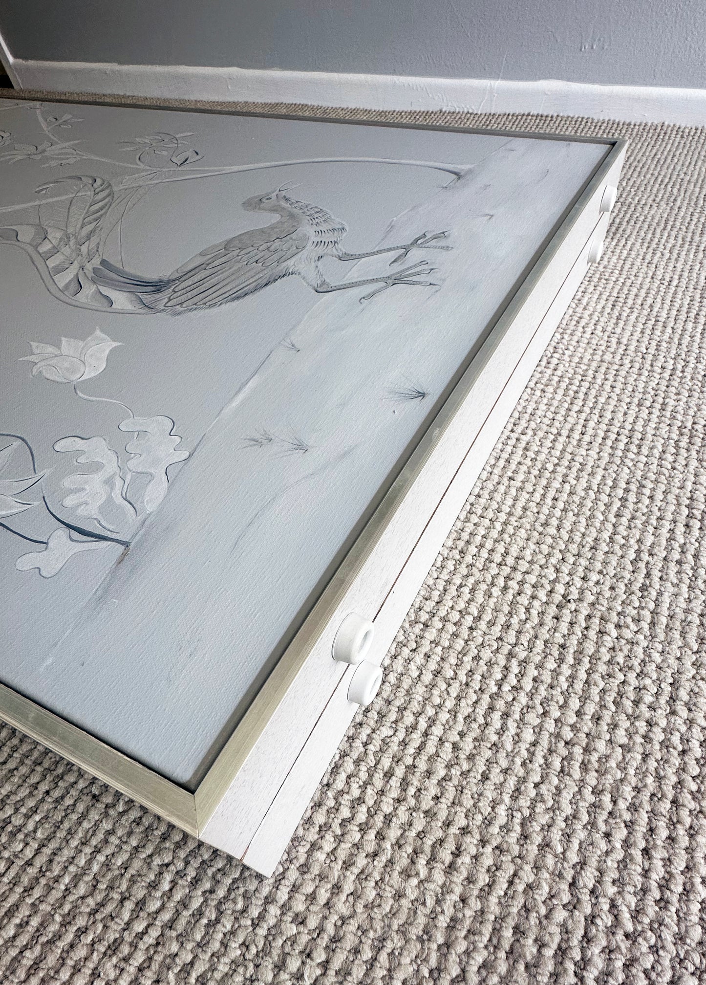 Hand Painted Lyrebird Chinoiserie - Individual Framed Wall Panels