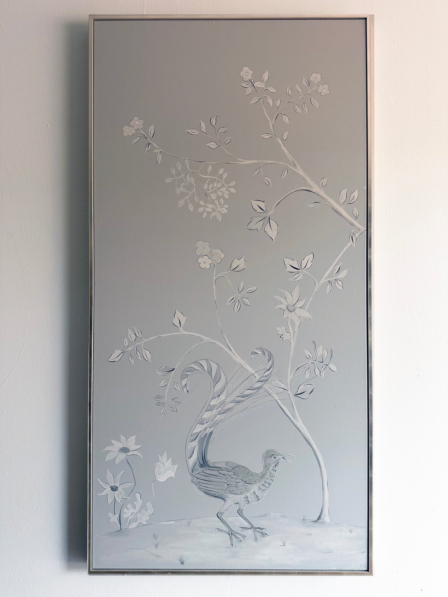 Hand Painted Lyrebird Chinoiserie - Individual Framed Wall Panels