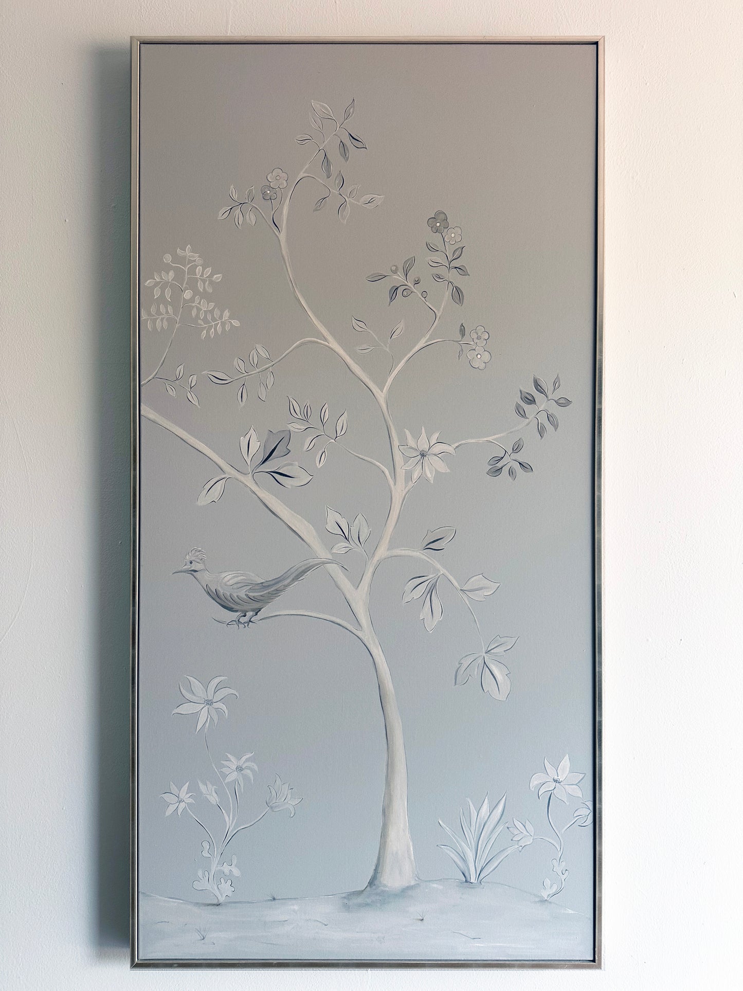 Hand Painted Lyrebird Chinoiserie - Individual Framed Wall Panels