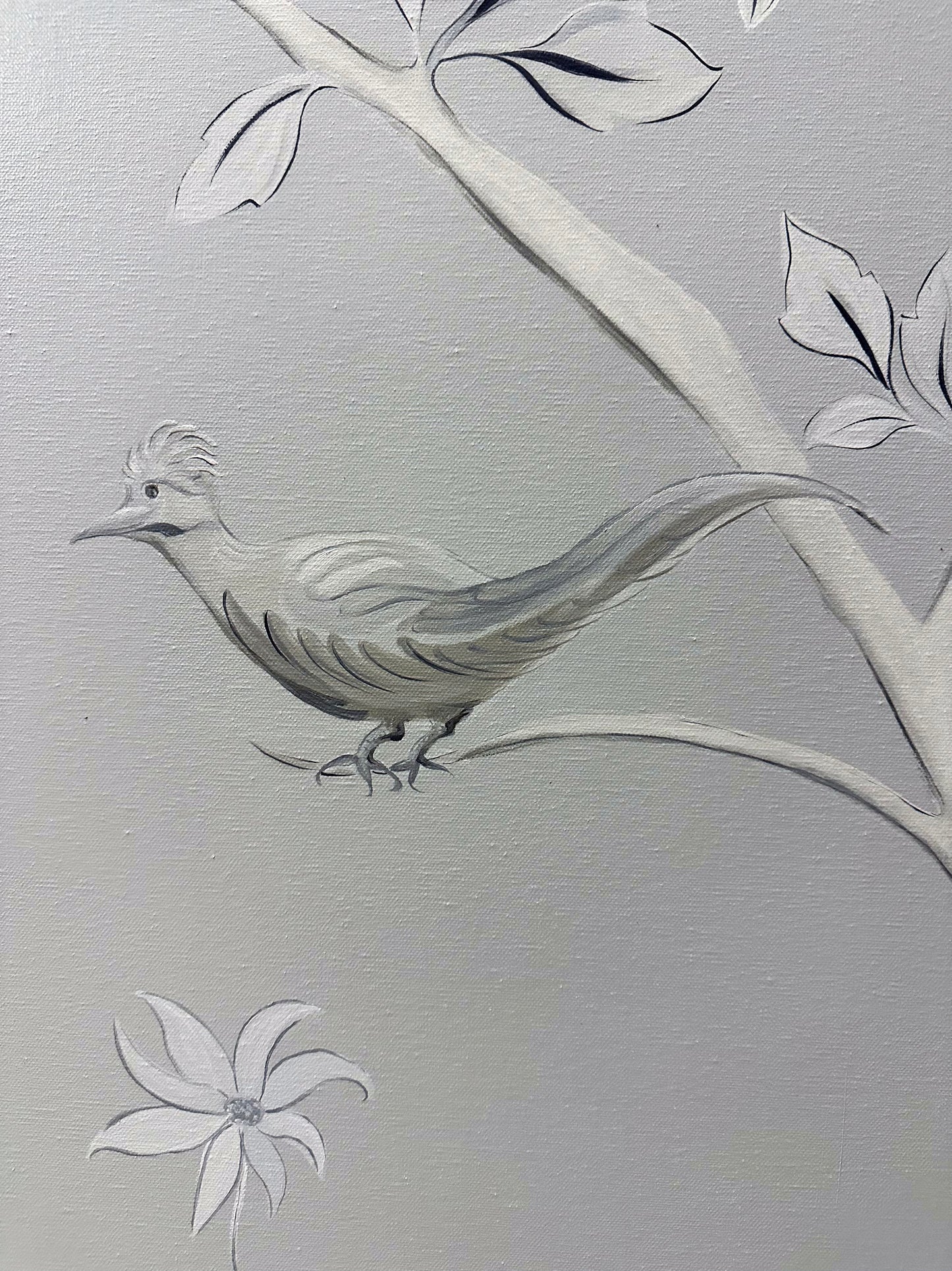 Hand Painted Lyrebird Chinoiserie - Individual Framed Wall Panels