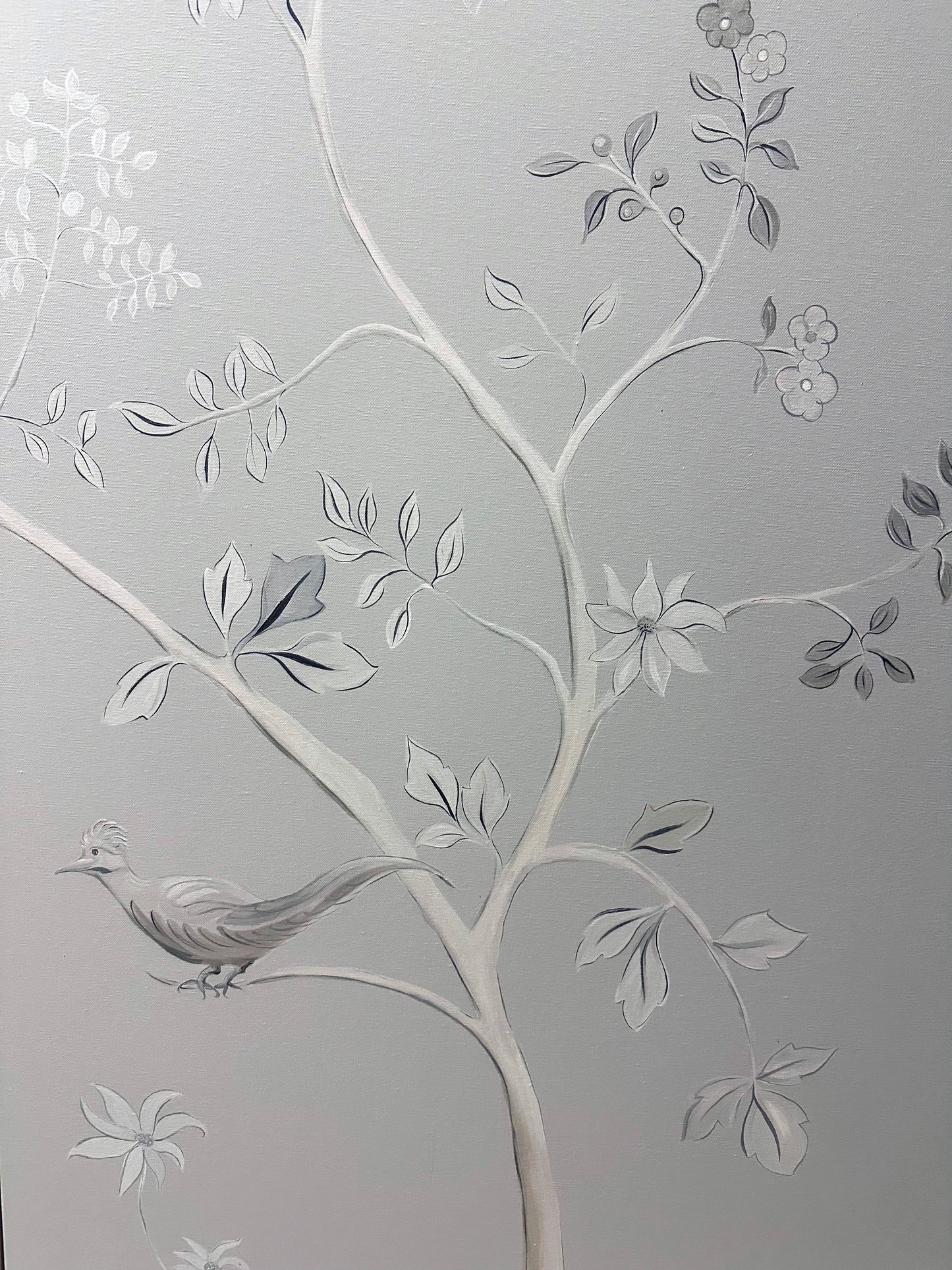 Hand Painted Lyrebird Chinoiserie - Individual Framed Wall Panels