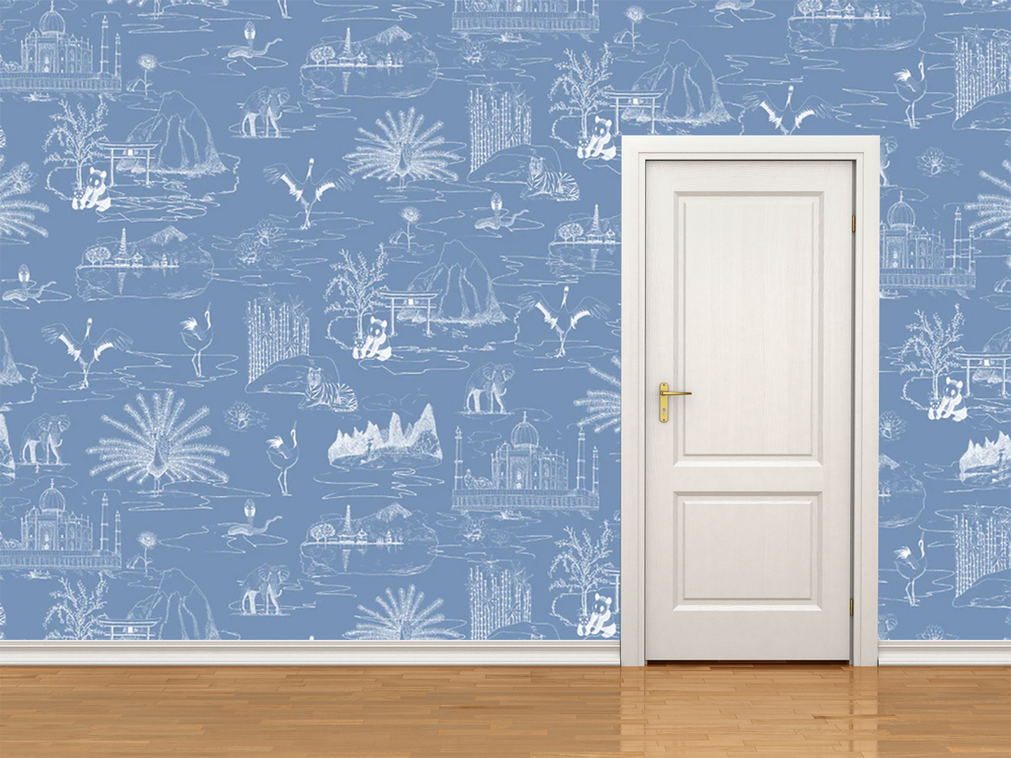 Continental Botanica Asia White on Blue