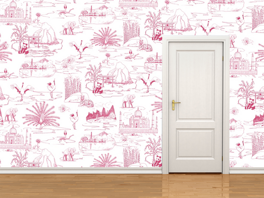 Continental Botanica Asia Cerise on White