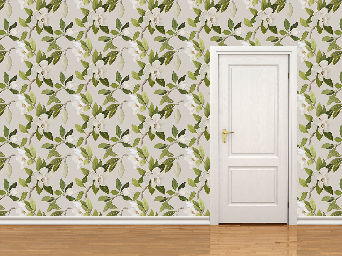 Magnolia Wallpaper Beige Mini