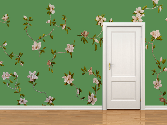 Hand Painted Magnolia Wallpaper